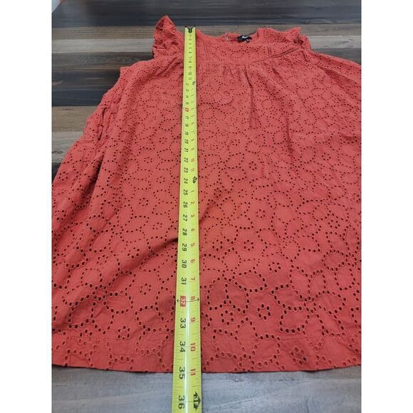 Madewell Eyelet Ruffle-Sleeve Pintuck Mini Dress Boho Fresh Chili Plus Size XXL - Picture 9 of 11